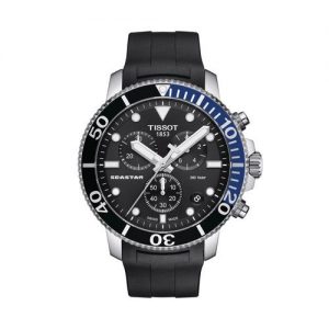 Reloj Tissot Seastar 1000 Quartz Chronograph para hombre de silicona negro