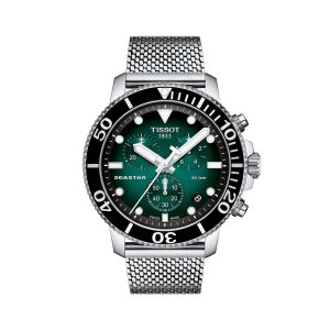 Reloj Tissot Seastar 1000 Chronograph para hombre de acero, esfera verde