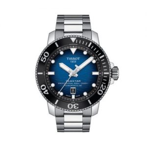 Reloj Tissot Seastar 2000 Professional Powermatic 80 para hombre de acero con fondo azul.