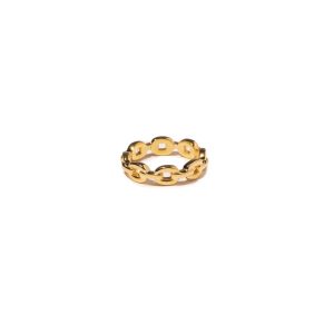 regalos para quinceañeras: Anillo Carmín Cadena de Plata 925 con Baño Dorado