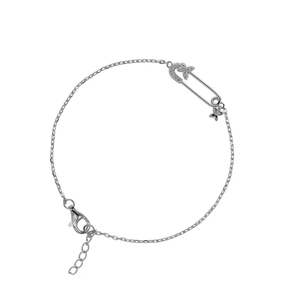 Joyas Carmin, Pulsera Carmín Plata 925 Alfiler de Gancho y Zirconia Blanca